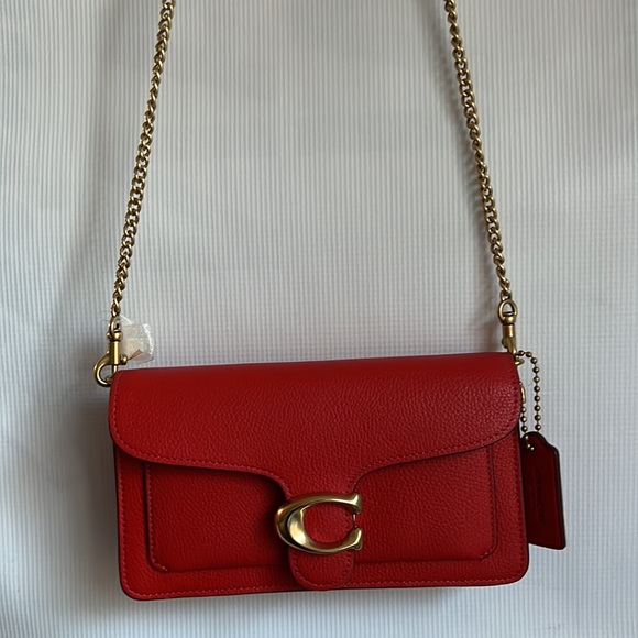 Coach Tabby Chain Clutch Red Crossbody Bag Leather New - Picture 8 of 16